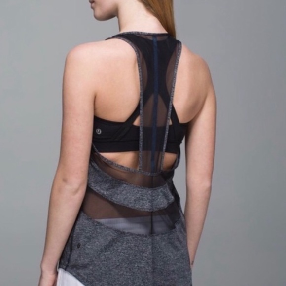 Lululemon Rare Gray and Black Mesh Tank - 6 - Picture 2 of 7